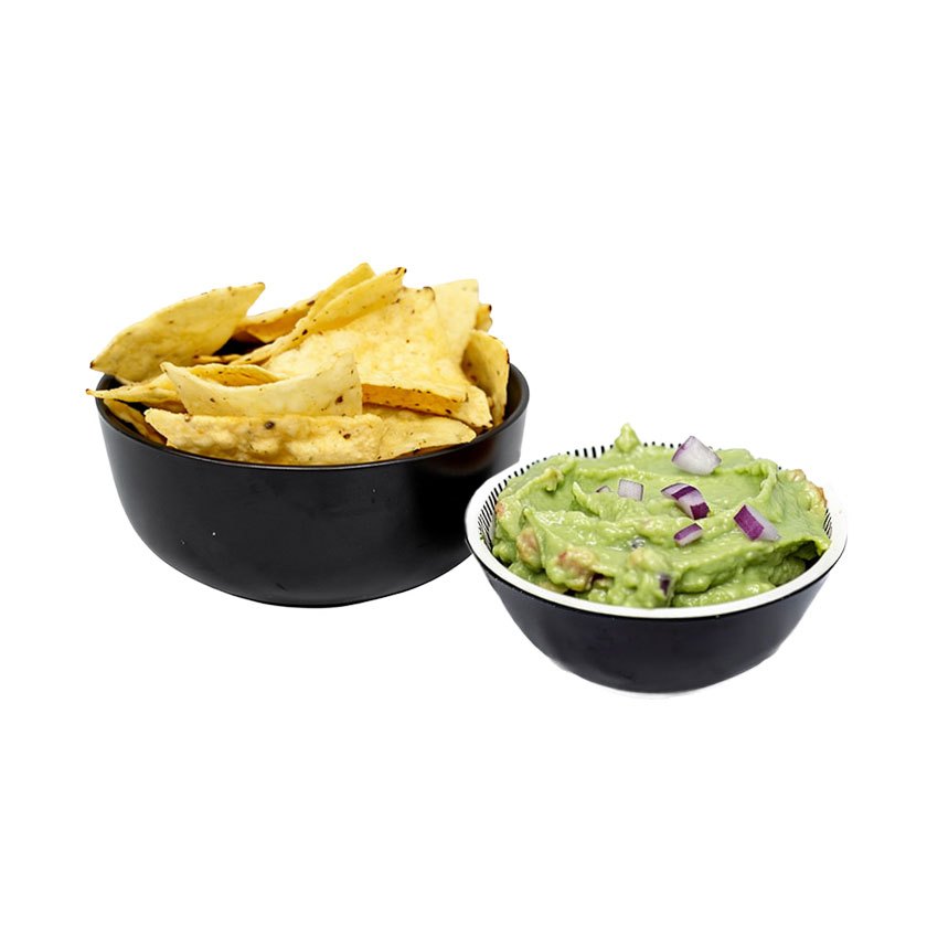 Chips with fresh guacamole and salsa